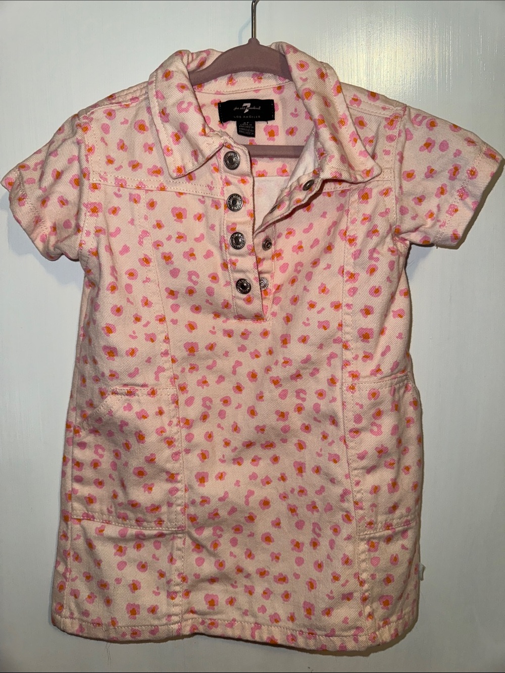 Toddler 2T - 7 For All Mankind Pink Leopard Print Polo Dress